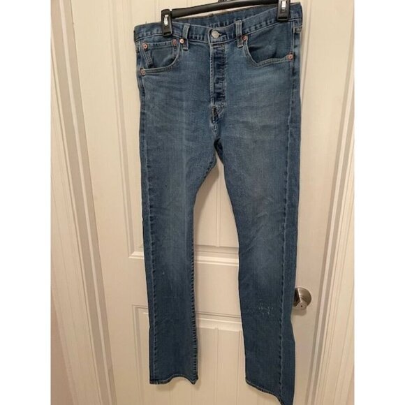 Levi's 501 Slim Fit Jeans W32 L34‎ Button Fly Medium Wash Denim Men's - Picture 1 of 16